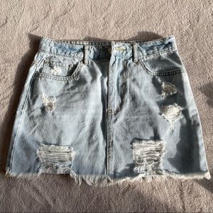 Forever 21 Distressed Jean Skirt